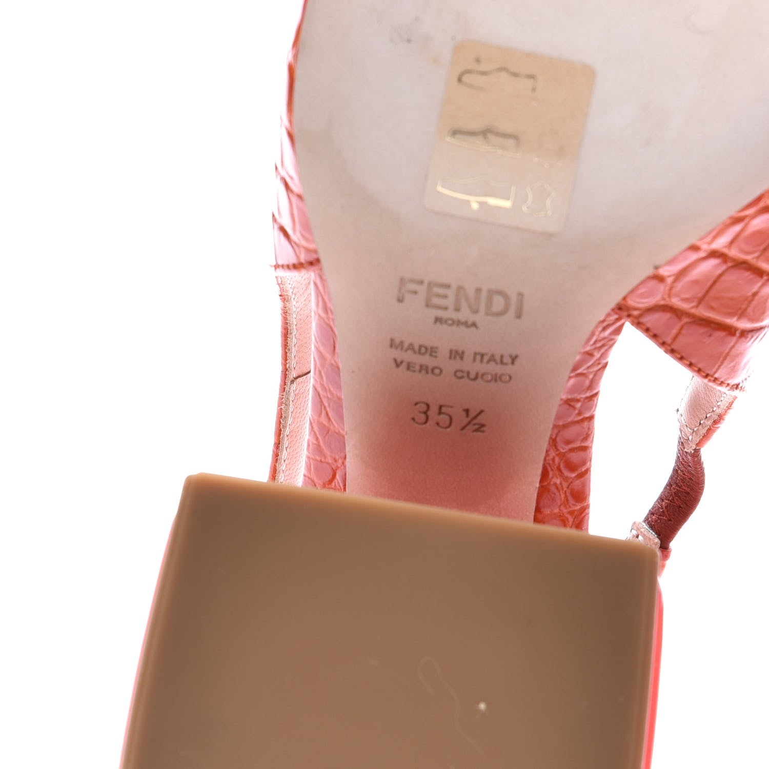 Fendi Calfskin Crocodile Embossed Promenade Slingback Loafer Pumps 35.5 Rust 7 of 9