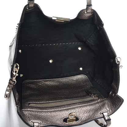 Valentino Garavani Metallic Alce Printed Calfskin Medium Rockstud Tote Sasso 6 of 9