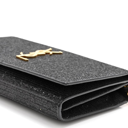 Saint Laurent Glitter Monogram Chain Wallet Black 9 of 10