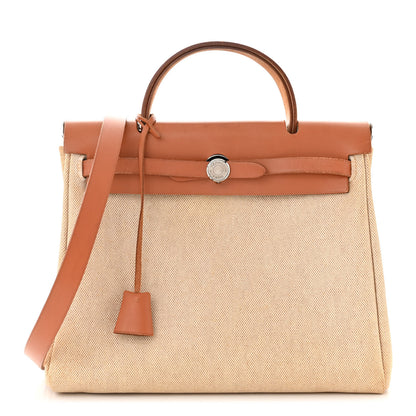 Hermes Toile Vache Calfskin Herbag 30 PM Naturel 1 of 15
