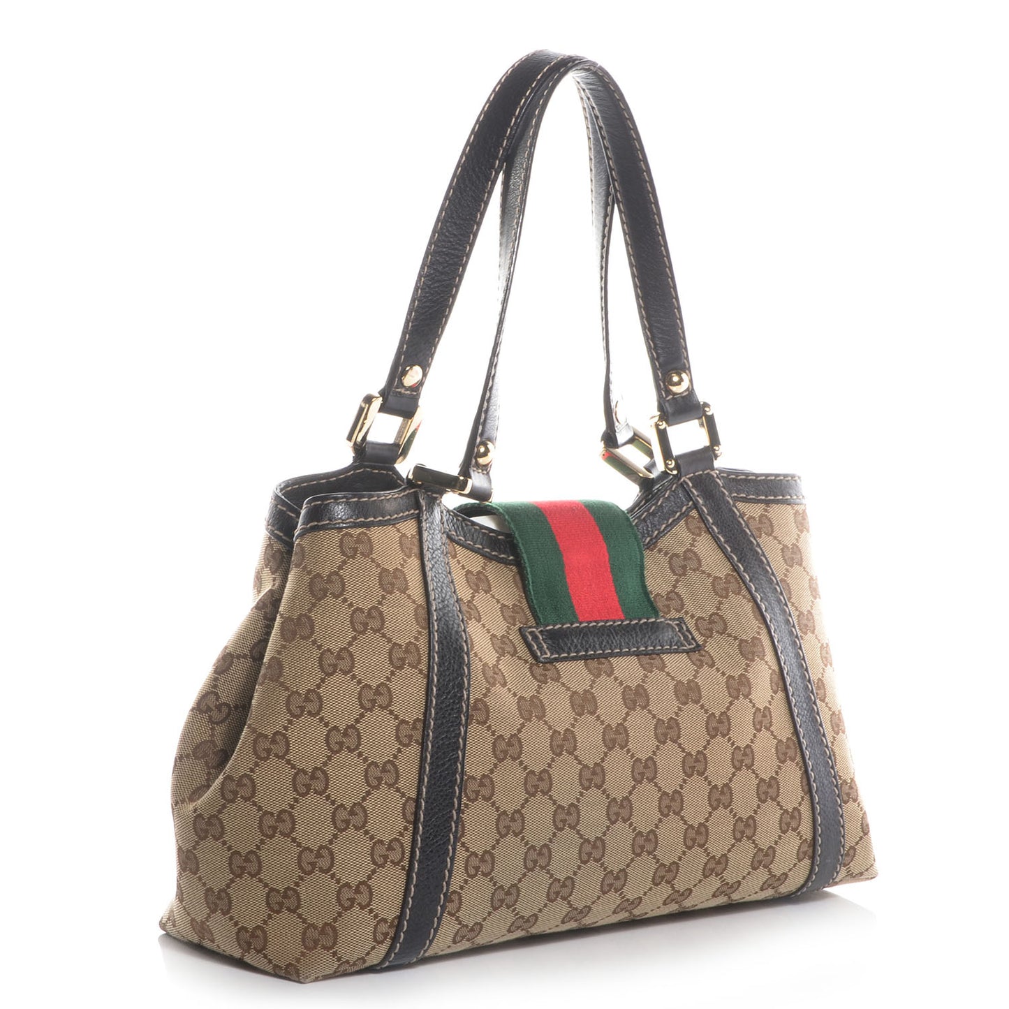 Monogram Medium New Ladies Web Tote Brown