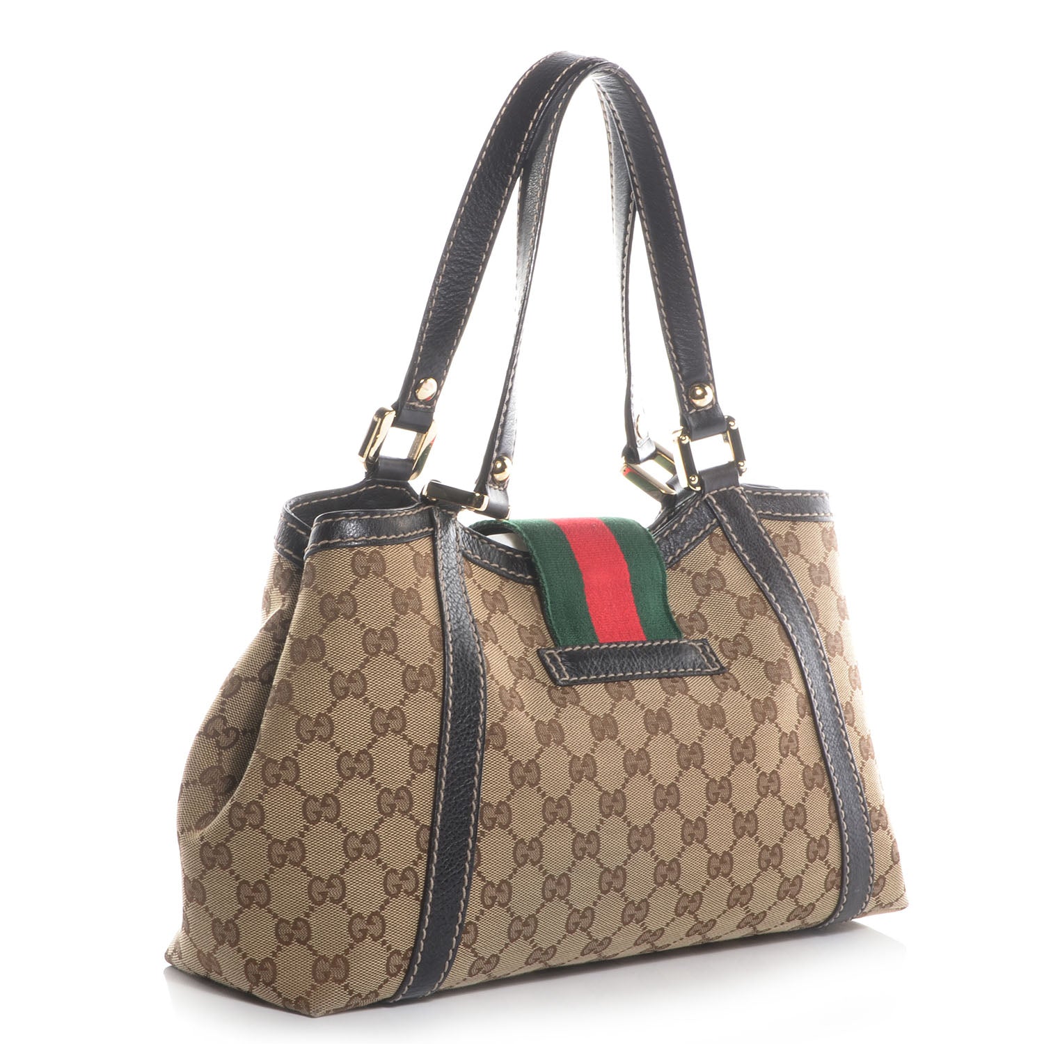 Gucci Monogram Medium New Ladies Web Tote Brown 3 of 7