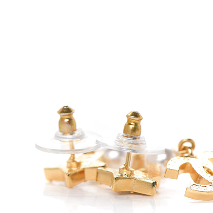 Chanel Crystal Pearl CC Star Drop Earrings Gold 3 of 4