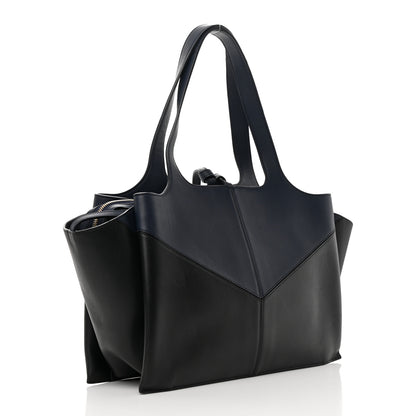 Celine Smooth Calfskin Bi-Color Medium Tri-Fold Bag Black Dark Sea 3 of 20