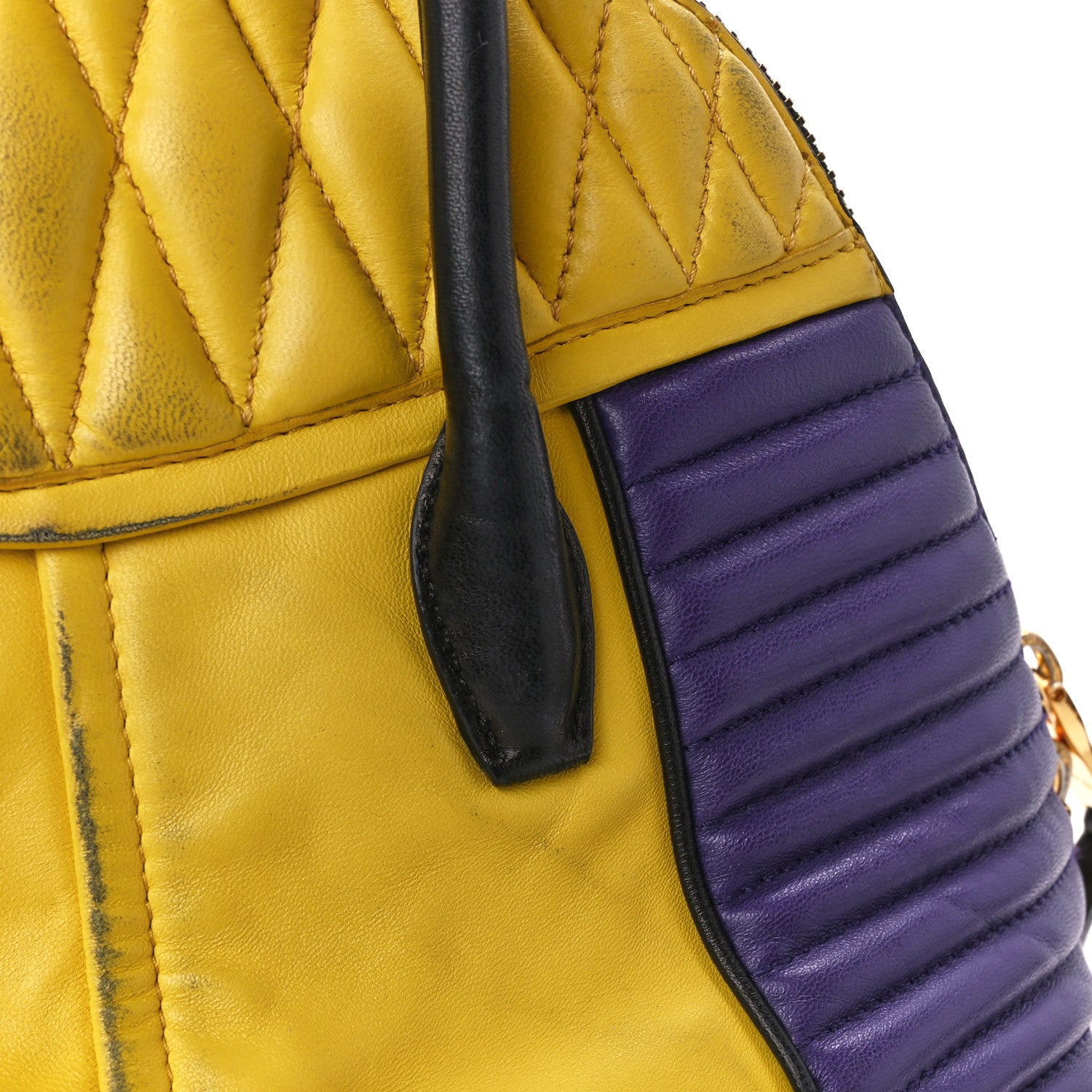 Miu Miu Nappa Matelasse Biker Satchel Sole Viola 13 of 20