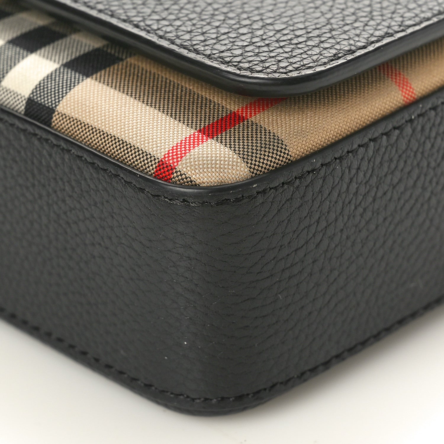 Burberry Grainy Calfskin Vintage Check Hampshire Crossbody Black 9 of 9
