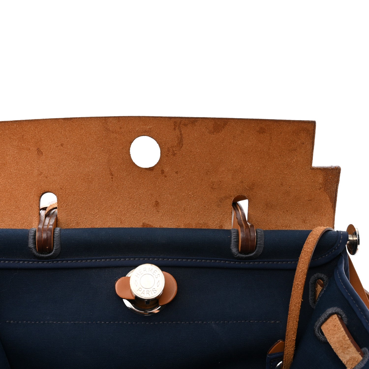 Hermes Vache Hunter Toile Herbag Zip 31 PM Bleu De Malte Natural 15 of 18