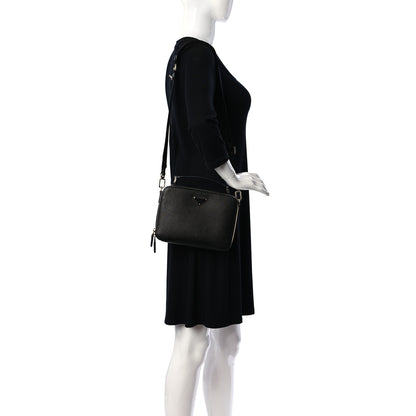 Prada Saffiano Travel Medium Brique Crossbody Bag Black 2 of 10