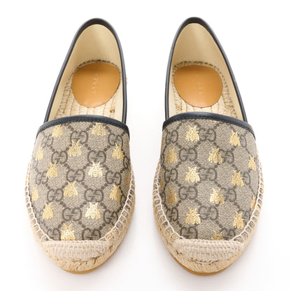 Gucci GG Supreme Monogram Bees Espadrille Flats 36 Beige Ebony Oro Black 2 of 12