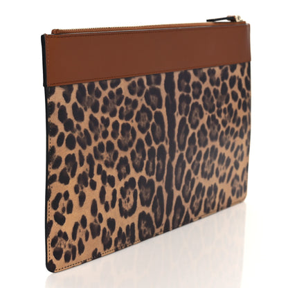 Valentino Garavani Calfskin Leopard Print City Safari Large Pouch Brown 4 of 10