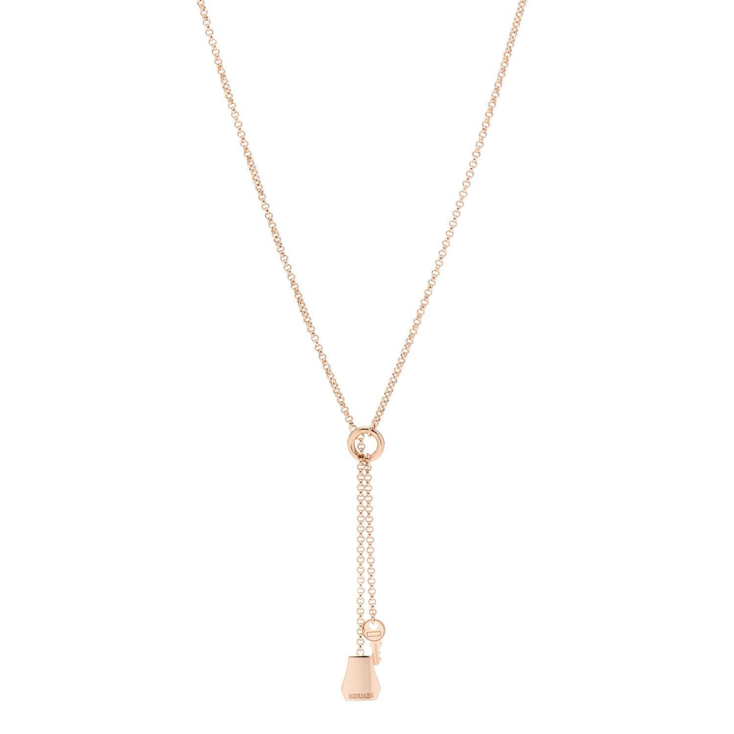 Hermes 18K Rose Gold PM Kelly Clochette Necklace 1 of 5