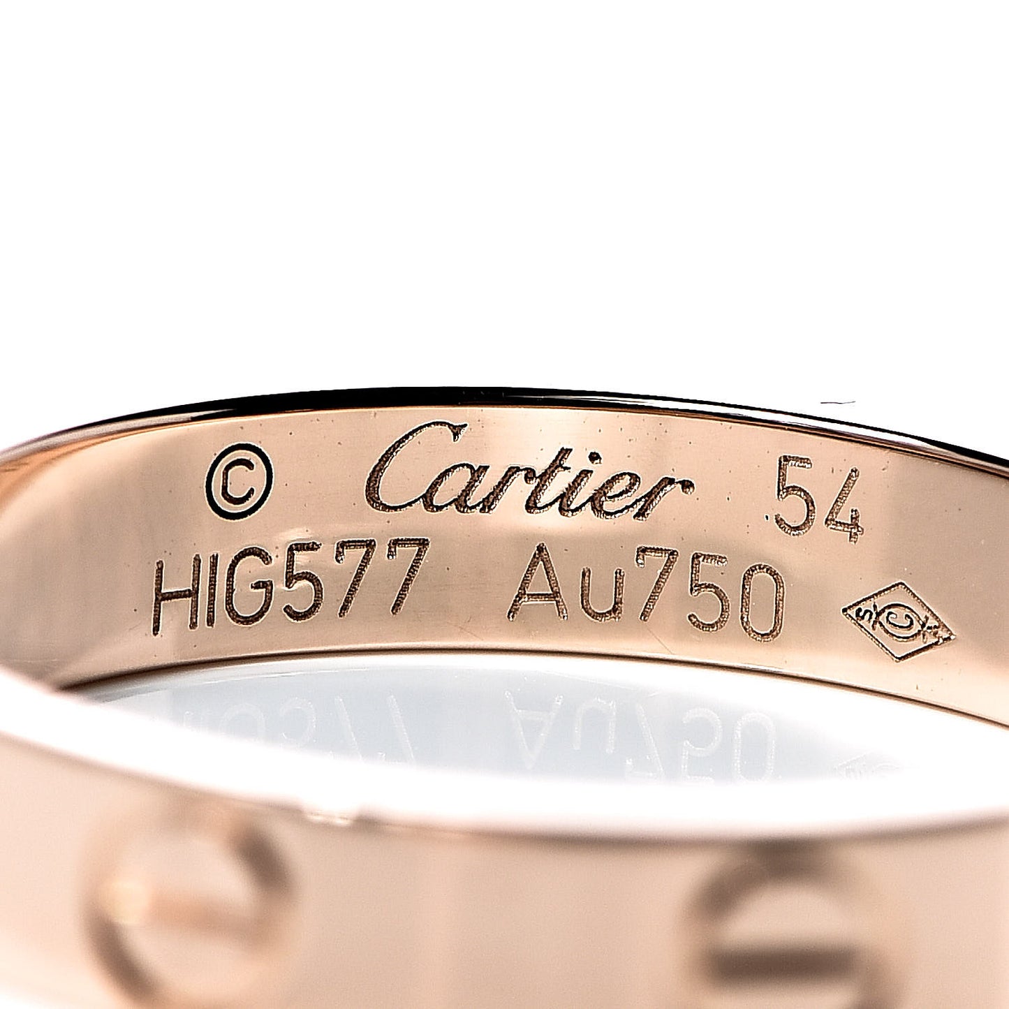 18K Pink Gold 3.5mm LOVE Wedding Band Ring 54 6.75