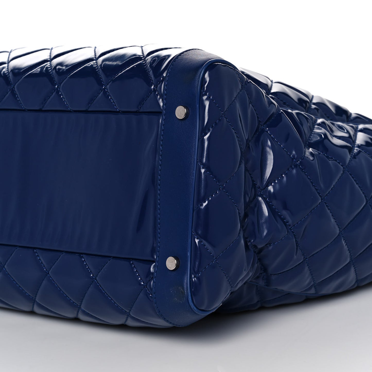 Patent Quilted Travel Bag Blue