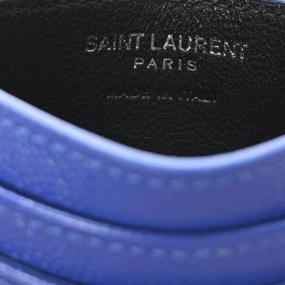 Saint Laurent Grain De Poudre Matelasse Chevron Credit Monogram Card Case Blue Majorelle 6 of 7