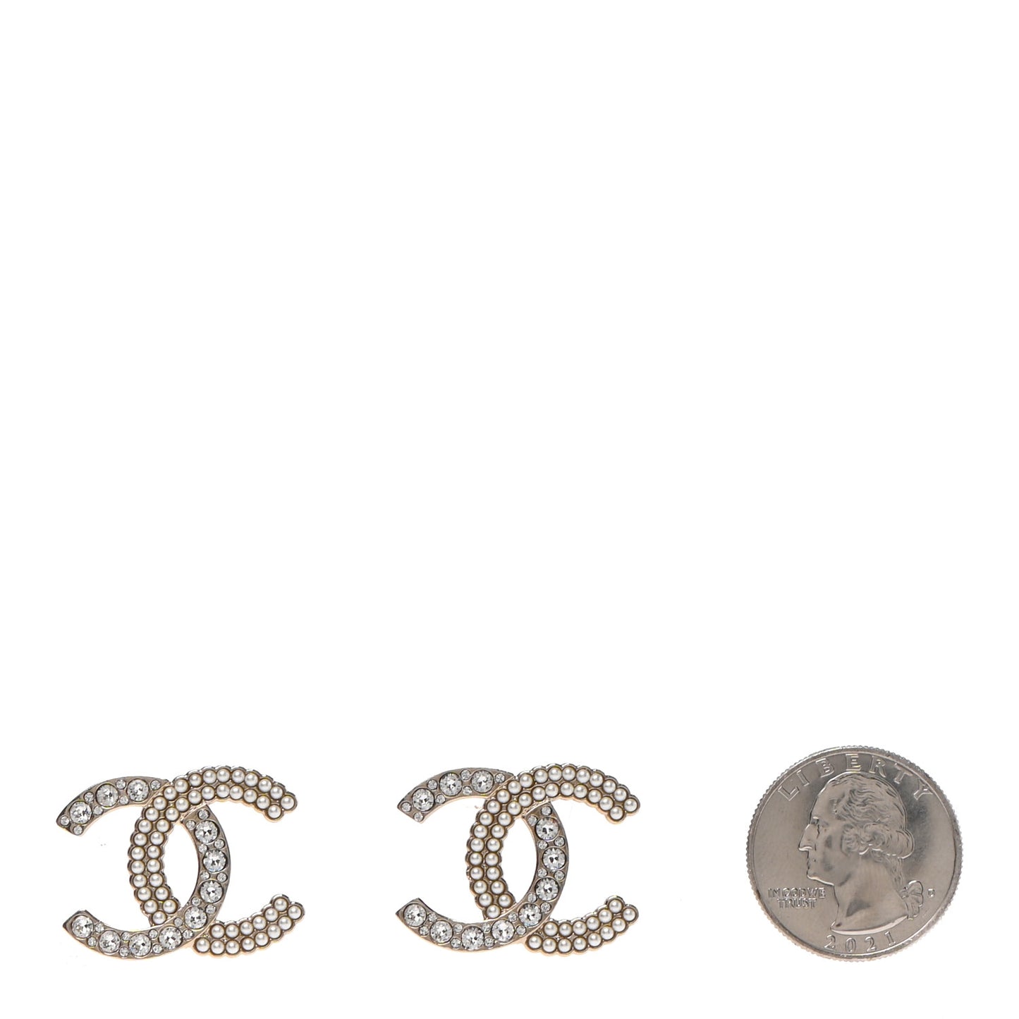 Crystal Pearl CC Large Earrings Gold