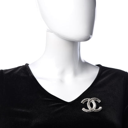 Chanel Baguette Crystal CC Brooch Silver 2 of 5