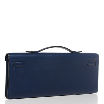 Hermes Swift Kelly Cut Clutch Pochette Bleu De Malte 3 of 17
