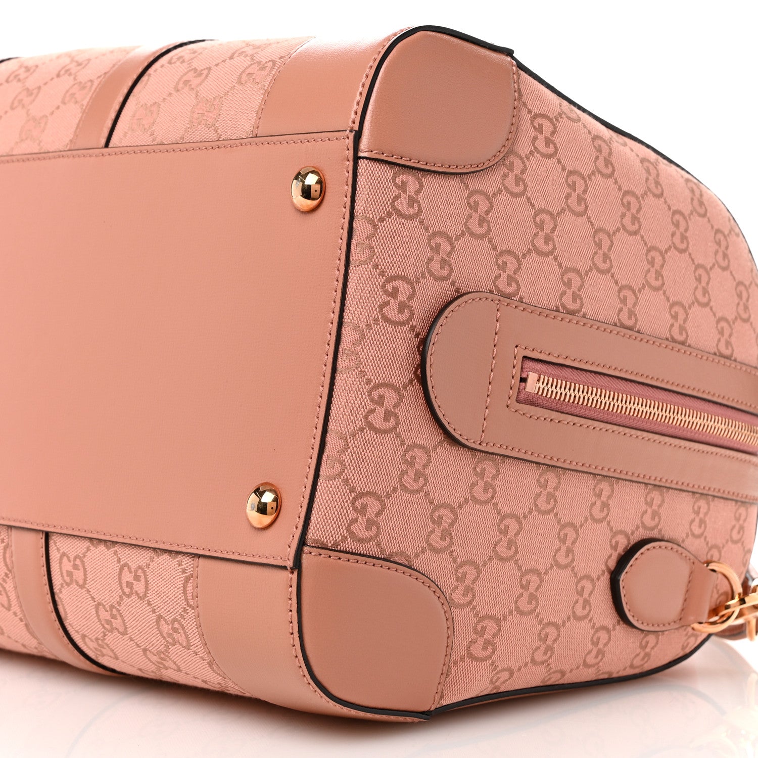 Gucci Monogram Azalea Calfskin Small Retro Interlocking G Duffle Bag Cloche Rose Pink 9 of 10