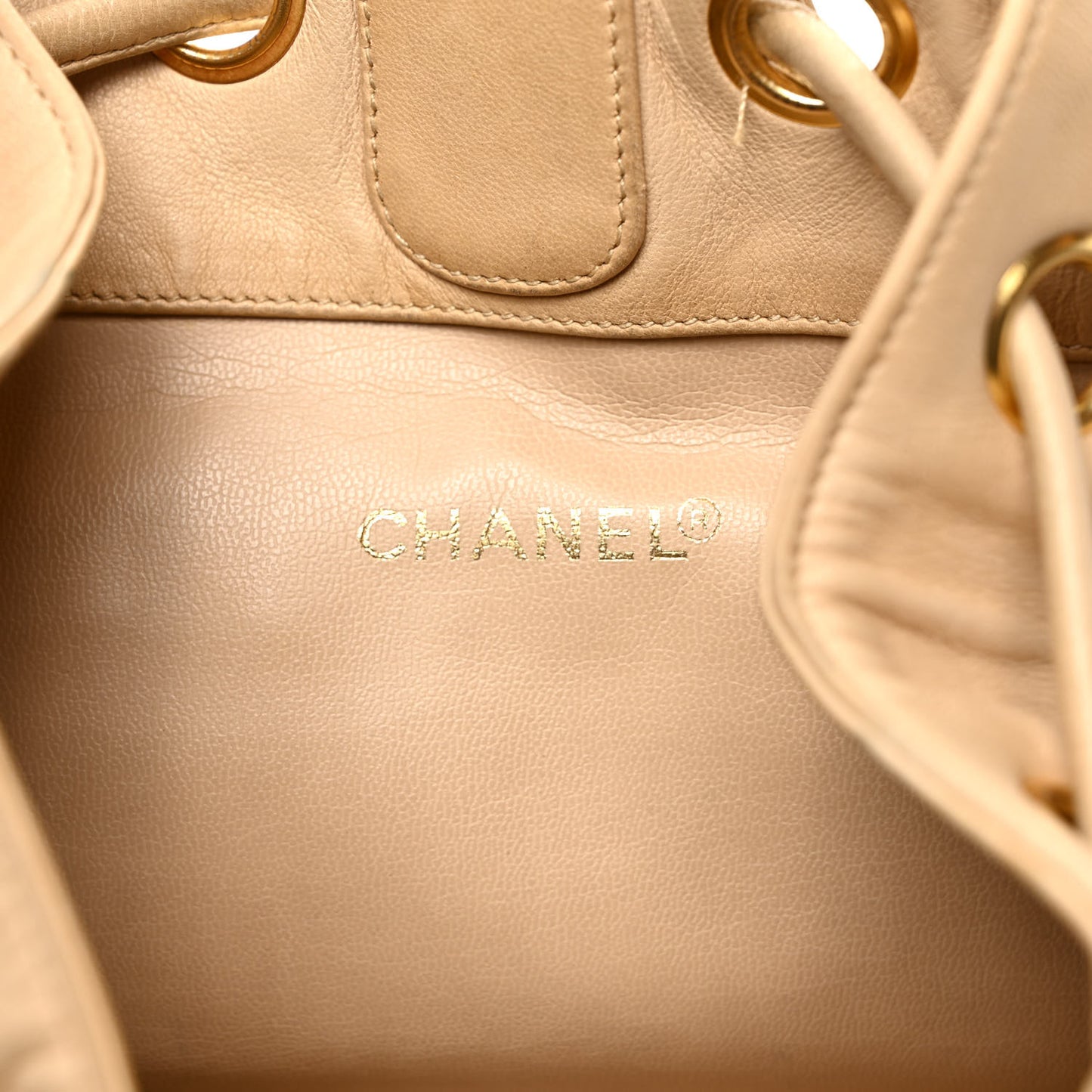 Lambskin Timeless CC Drawstring Backpack Beige