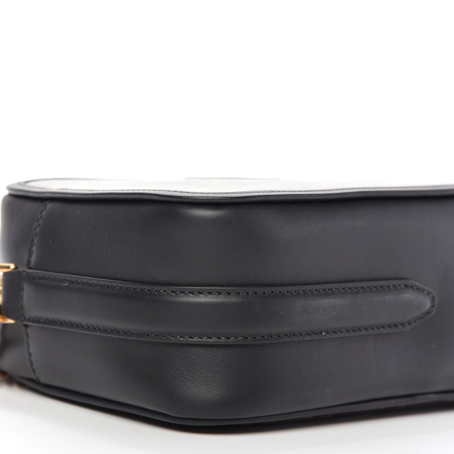Fendi Glazed Fabric Vitello Century FF 1974 Stamp Patch Camera Case Mogano Panna Black 6 of 9