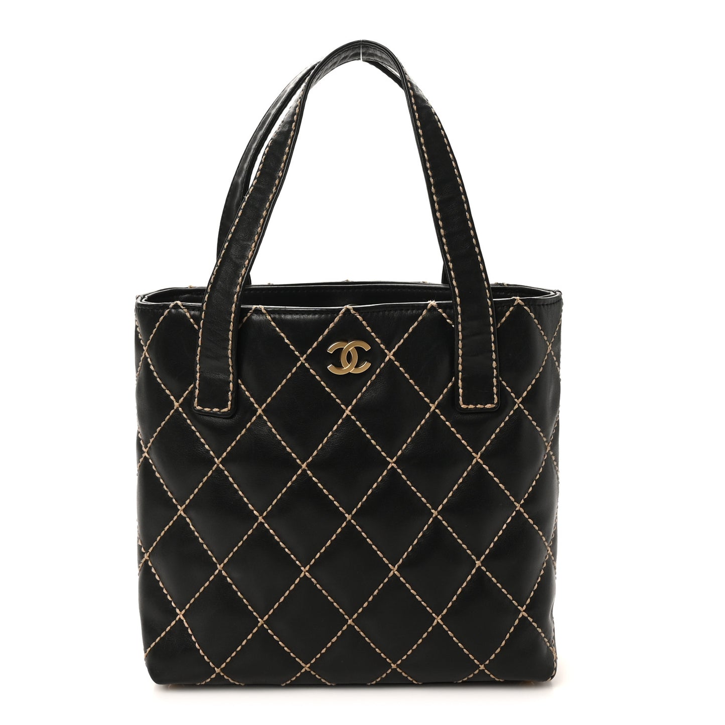 Calfskin Wild Stitch Tote Black