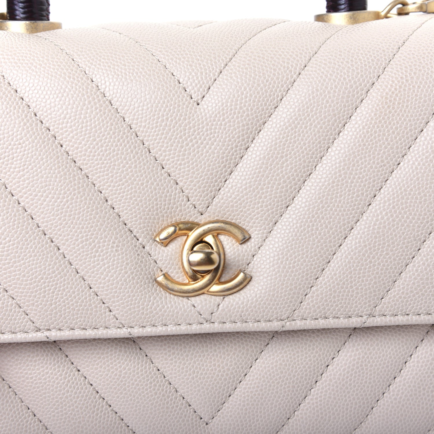 Chanel Caviar Lizard Chevron Quilted Mini Coco Handle Flap Ivory 14 of 17
