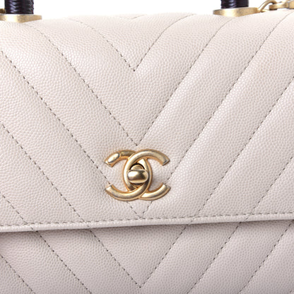 Chanel Caviar Lizard Chevron Quilted Mini Coco Handle Flap Ivory 14 of 17