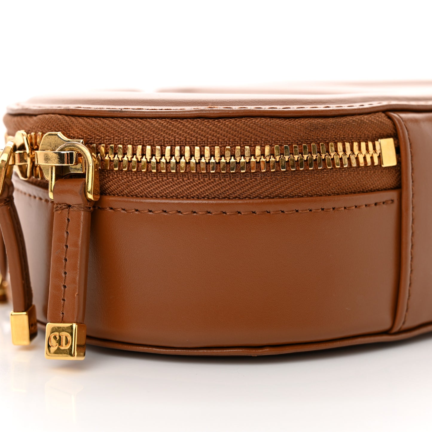 Calfskin CD Signature Oval Crossbody Camera Bag Brown