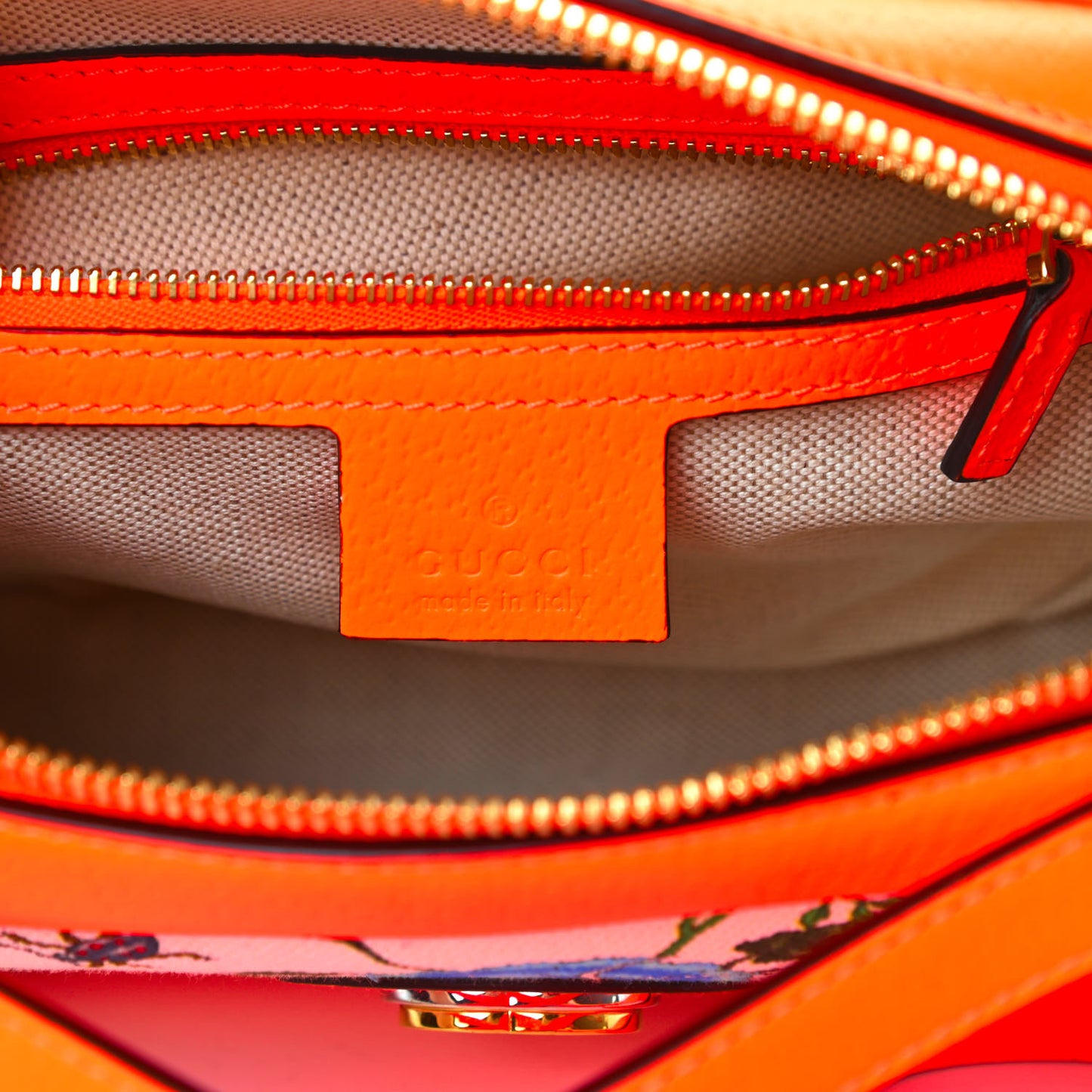 Canvas Flora Floral Shoulder Bag White Orange Fluo