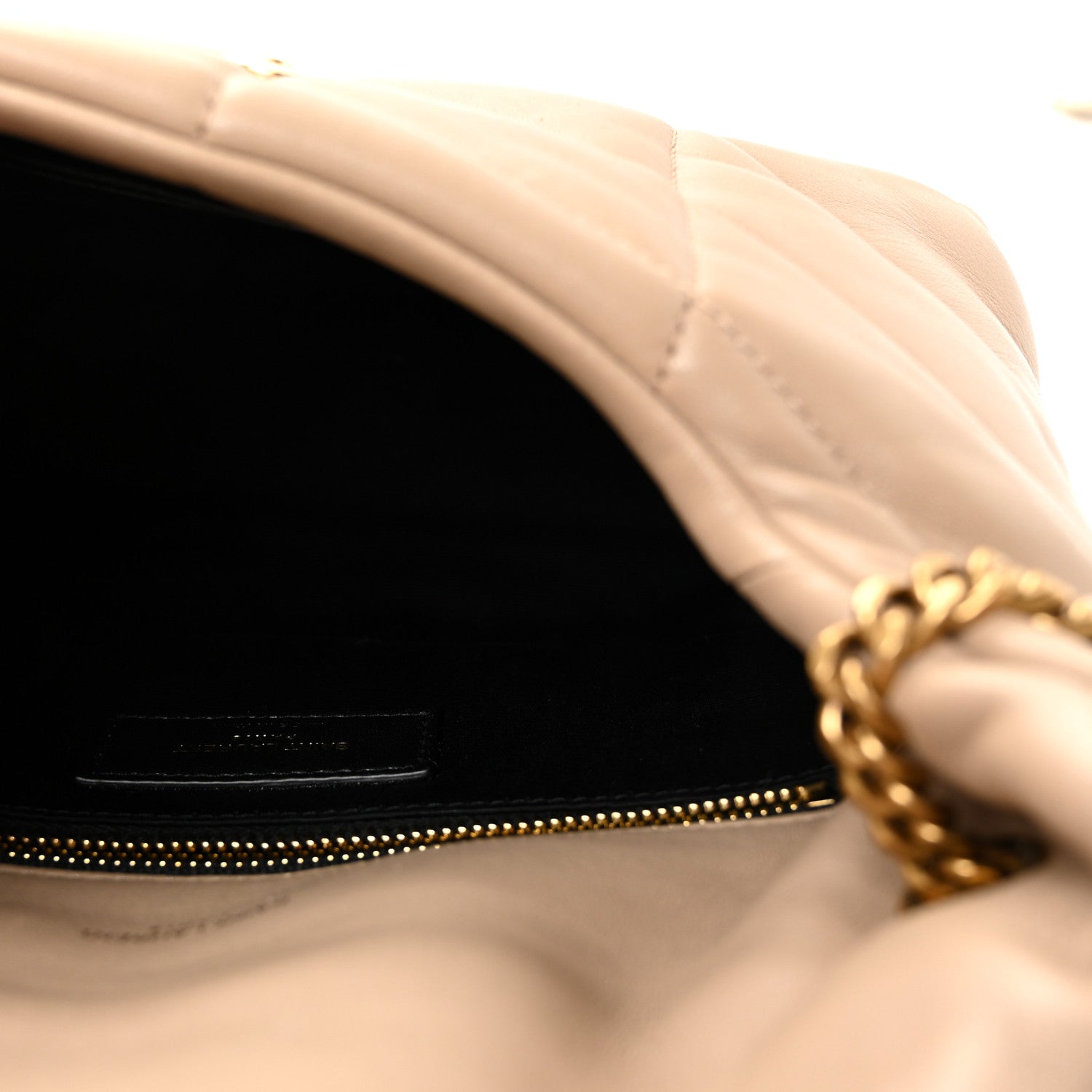 Saint Laurent Lambskin Quilted Toy Loulou Puffer Monogram Chain Satchel Dark Beige 5 of 9