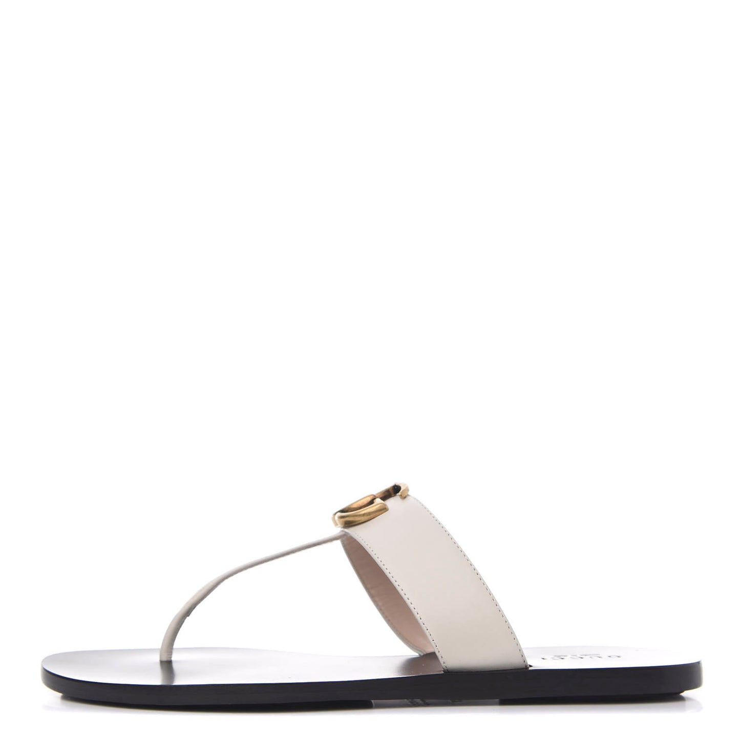 Calfskin GG Marmont Thong Sandals 37 Mystic White