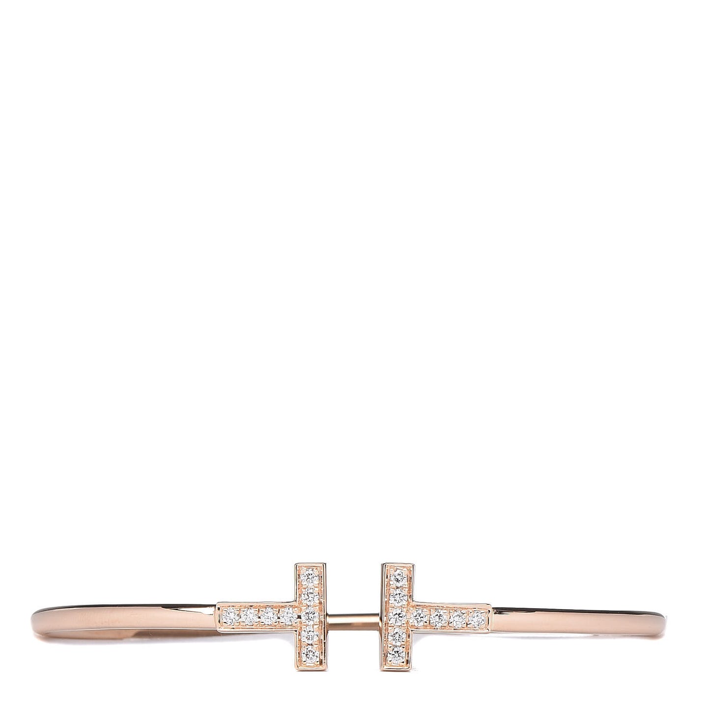 18K Rose Gold Diamond T Wire Bracelet