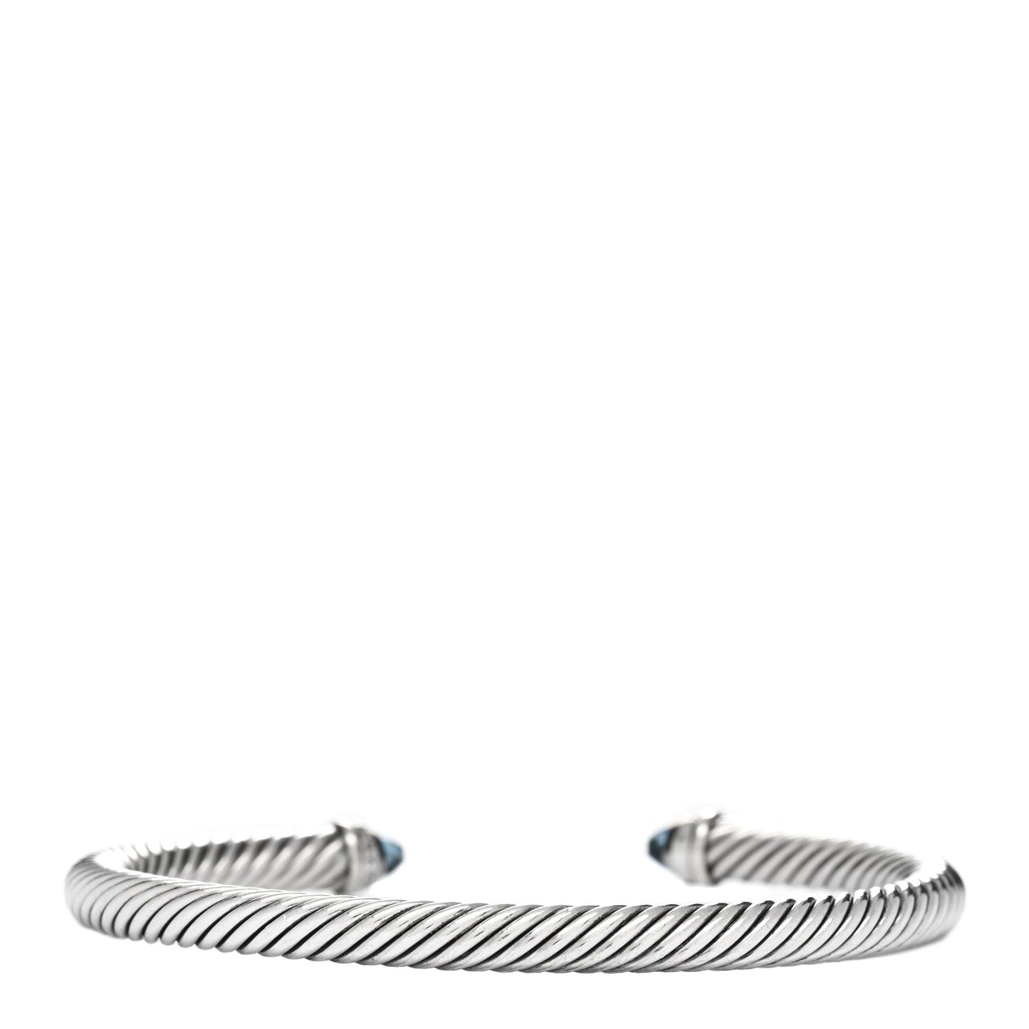 Sterling Silver Diamond Blue Topaz 5mm Cable Classics Bracelet