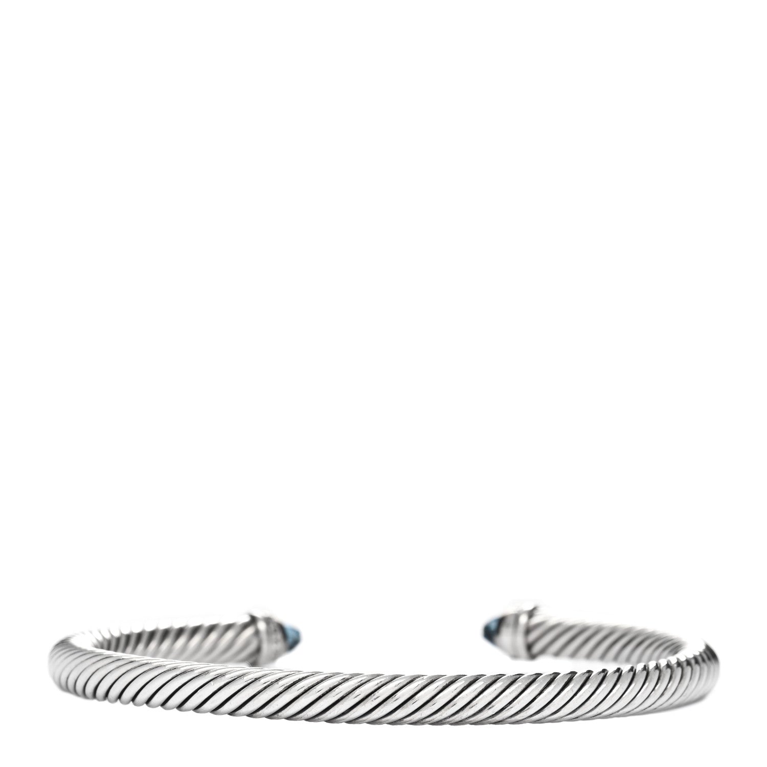 David Yurman Sterling Silver Diamond Blue Topaz 5mm Cable Classics Bracelet 2 of 3