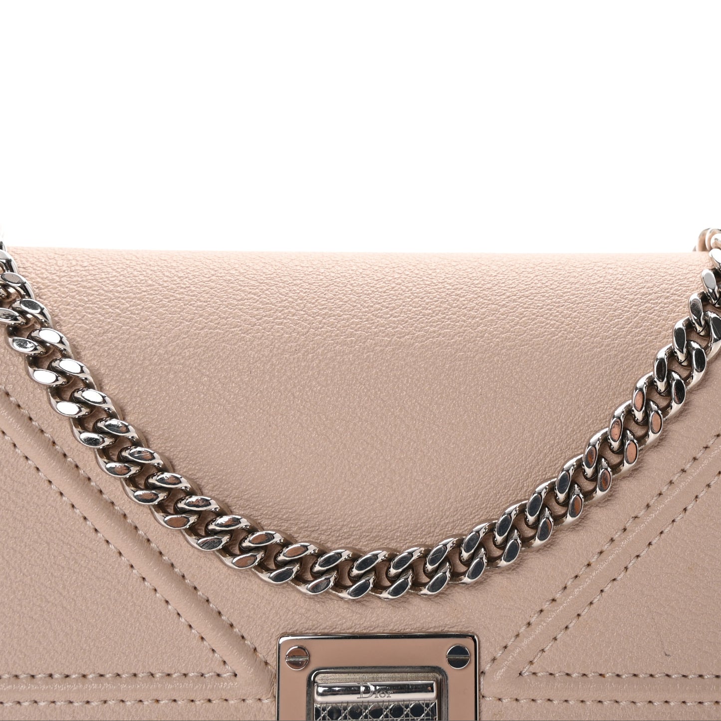 Grained Calfskin Diorama Croisiere Chain Wallet Pink