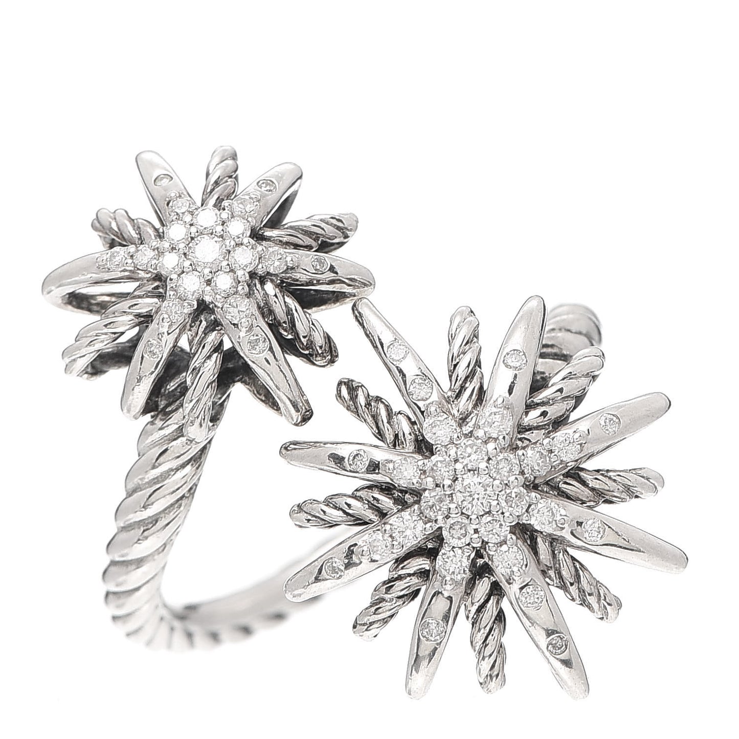 Sterling Silver Diamond 28mm Open Starburst Ring 54 7