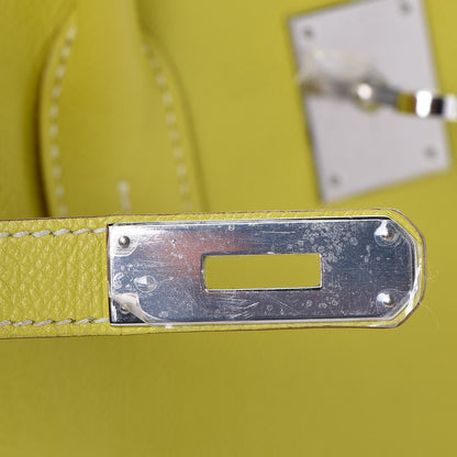 Hermes Epsom Candy Birkin 35 Lime Gris Perle 29 of 33