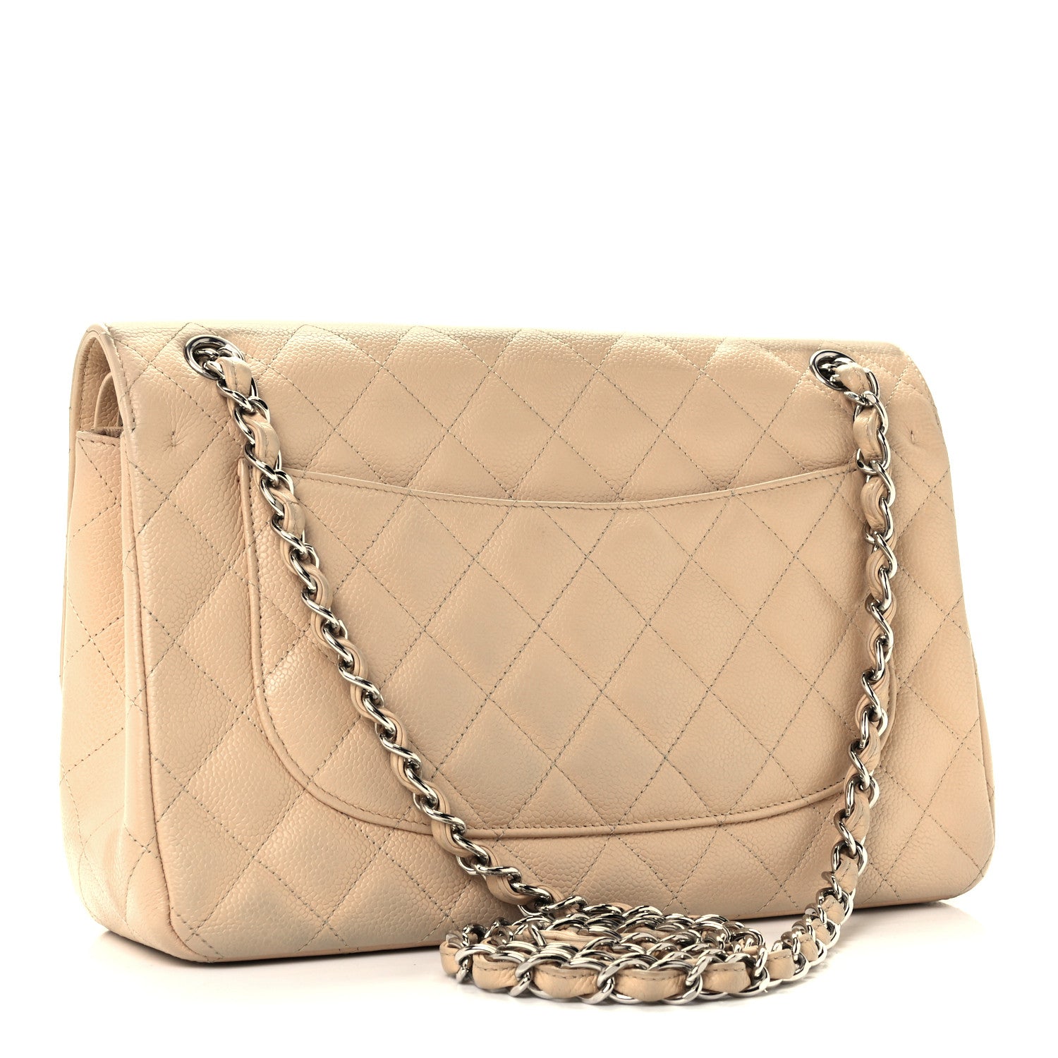 Chanel Caviar Quilted Jumbo Double Flap Light Beige 2 of 13
