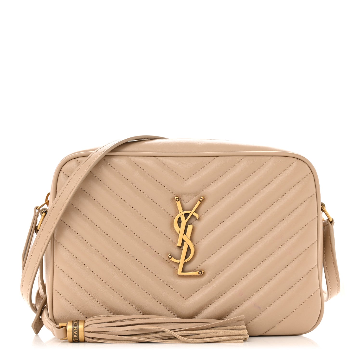 Saint Laurent Calfskin Matelasse Monogram Lou Camera Bag Dark Beige 1 of 14