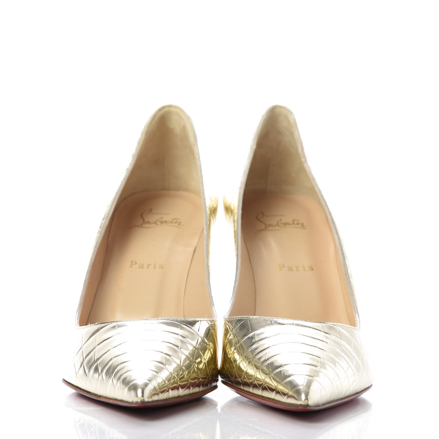 Christian Louboutin Metallo Cocco Clare 80 Pumps 40 Platine 2 of 8