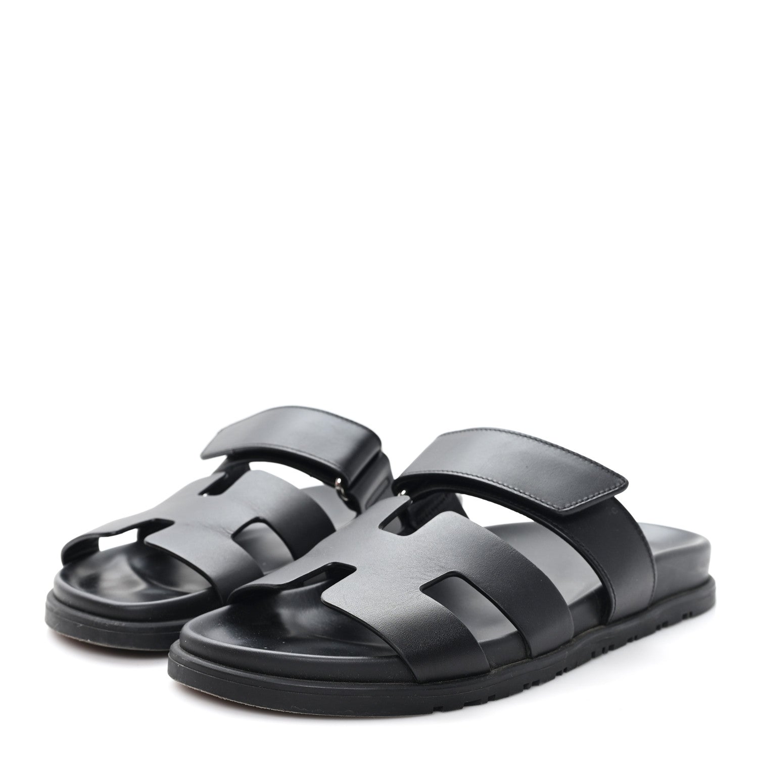 Hermes Calfskin Womens Chypre Sandals 37.5 Black 4 of 10