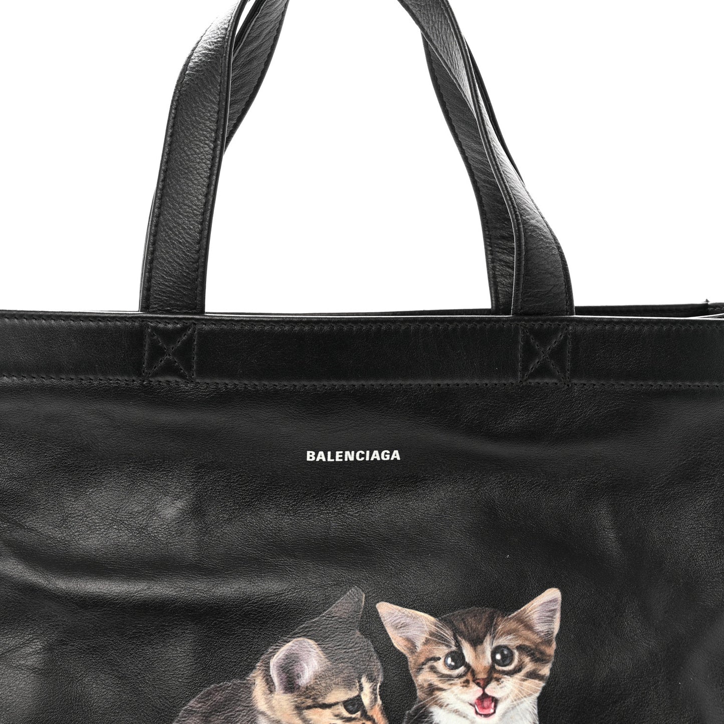 Calfskin Kittens Market Shopper Black