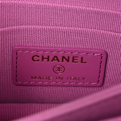 Chanel Tweed Enamel Quilted Pending CC Mini Wallet On Chain WOC Pink Purple 6 of 8