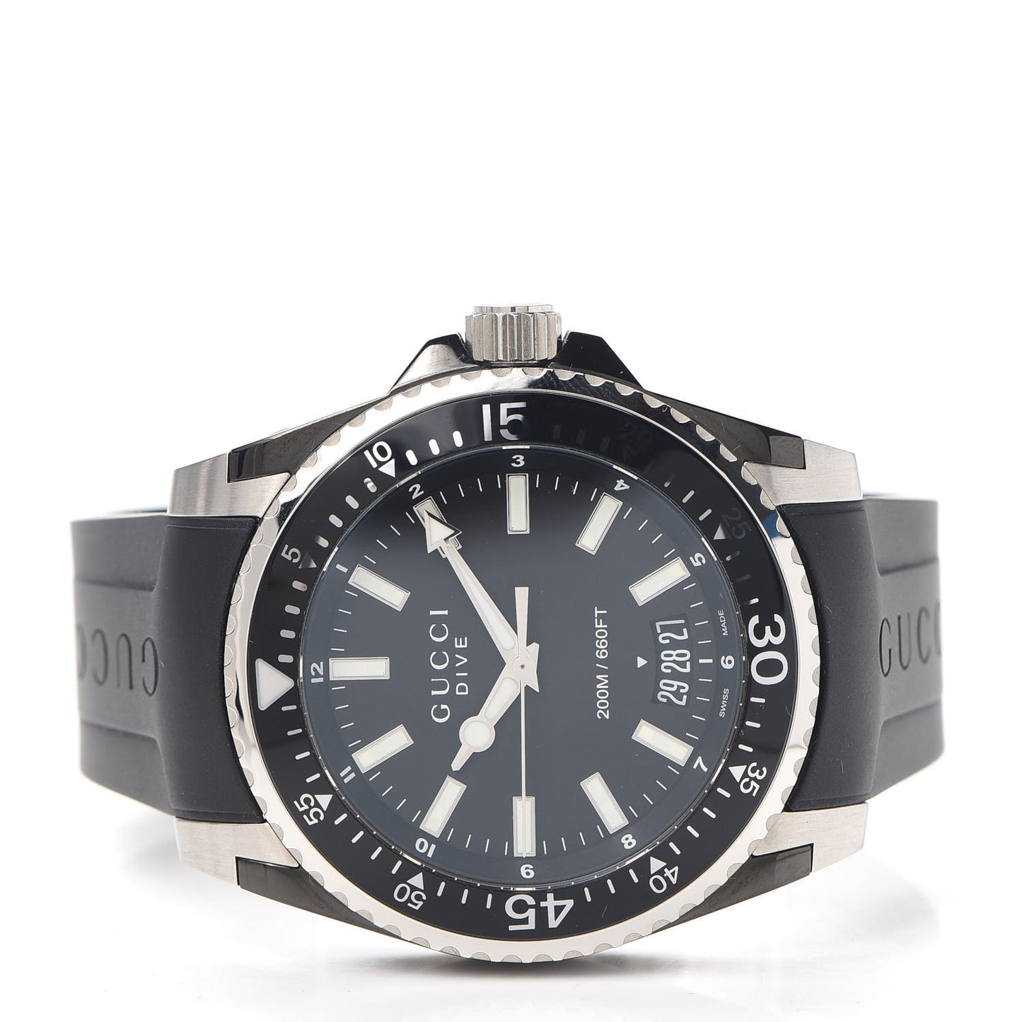 Stainless Steel Rubber 45mm Dive Quartz Watch Black