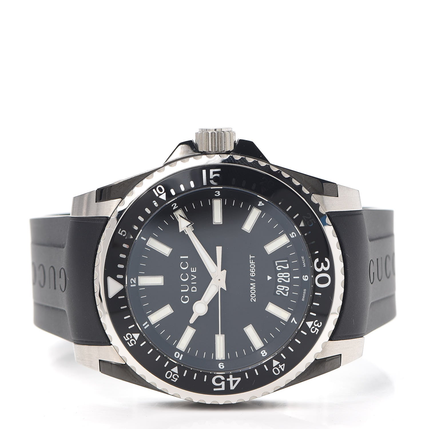 Gucci Stainless Steel Rubber 45mm Dive Quartz Watch Black 2 of 6