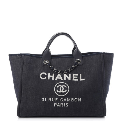 Chanel Denim Large Deauville Tote Dark Blue 1 of 9