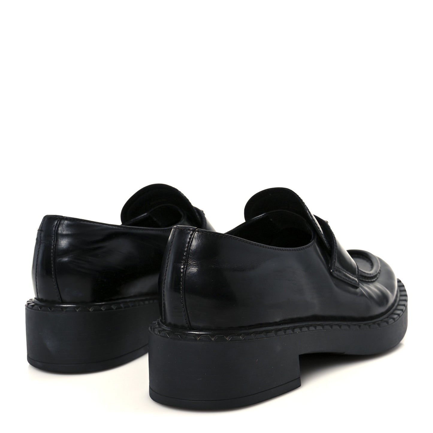 Spazzolato Metal Triangle Logo 50mm Loafers 38.5 Black