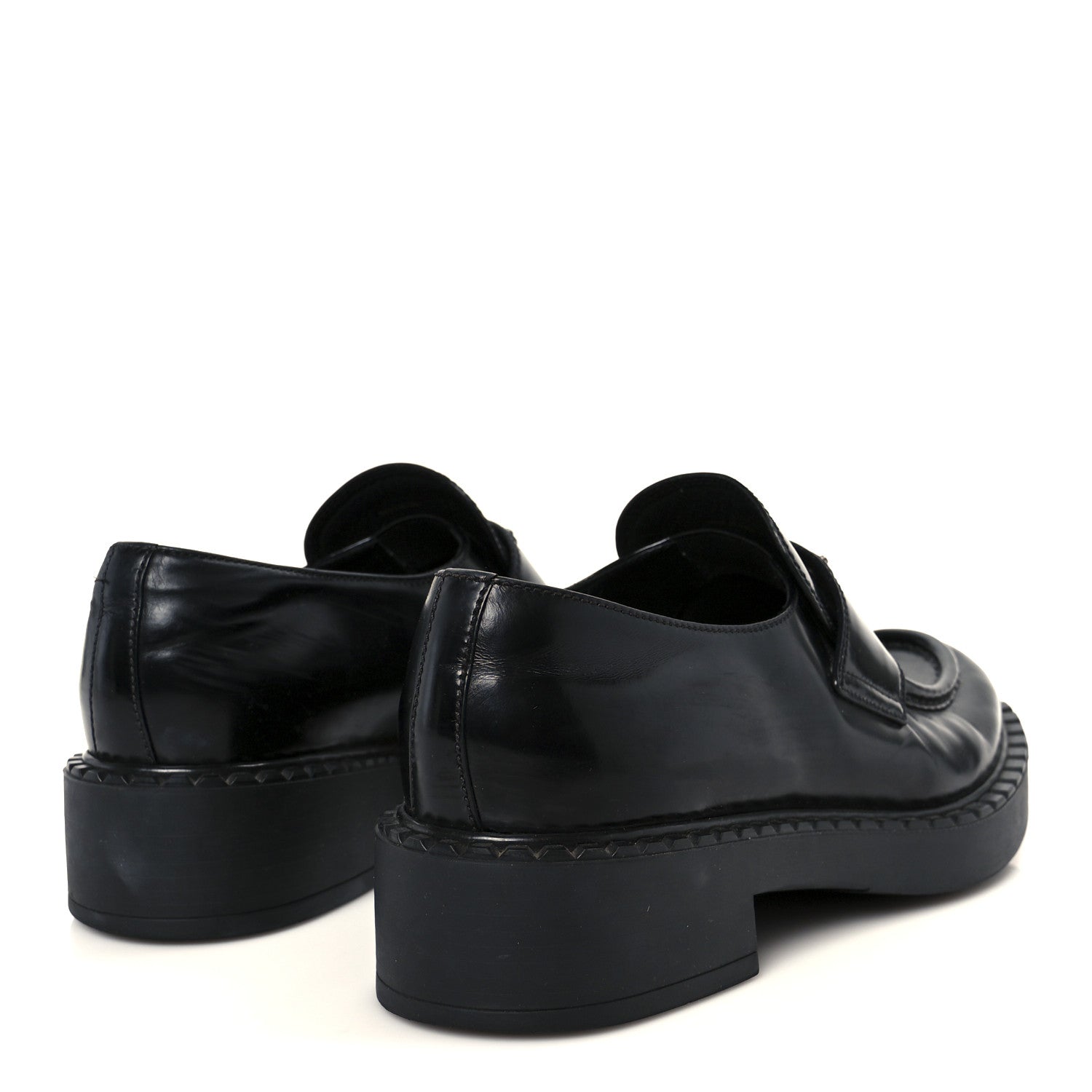 Prada Spazzolato Metal Triangle Logo 50mm Loafers 38.5 Black 5 of 10