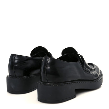 Prada Spazzolato Metal Triangle Logo 50mm Loafers 38.5 Black 5 of 10