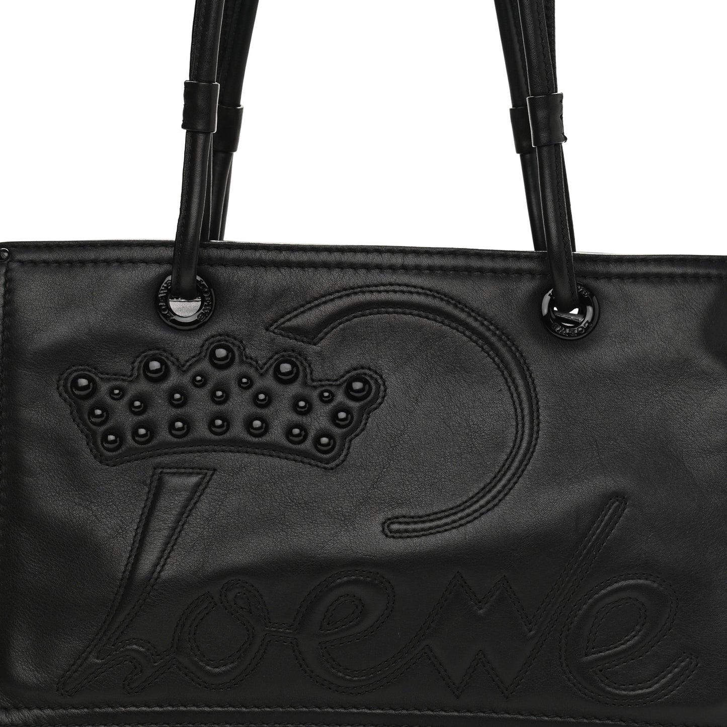 Nappa Chain Logo Shopper Tote Black